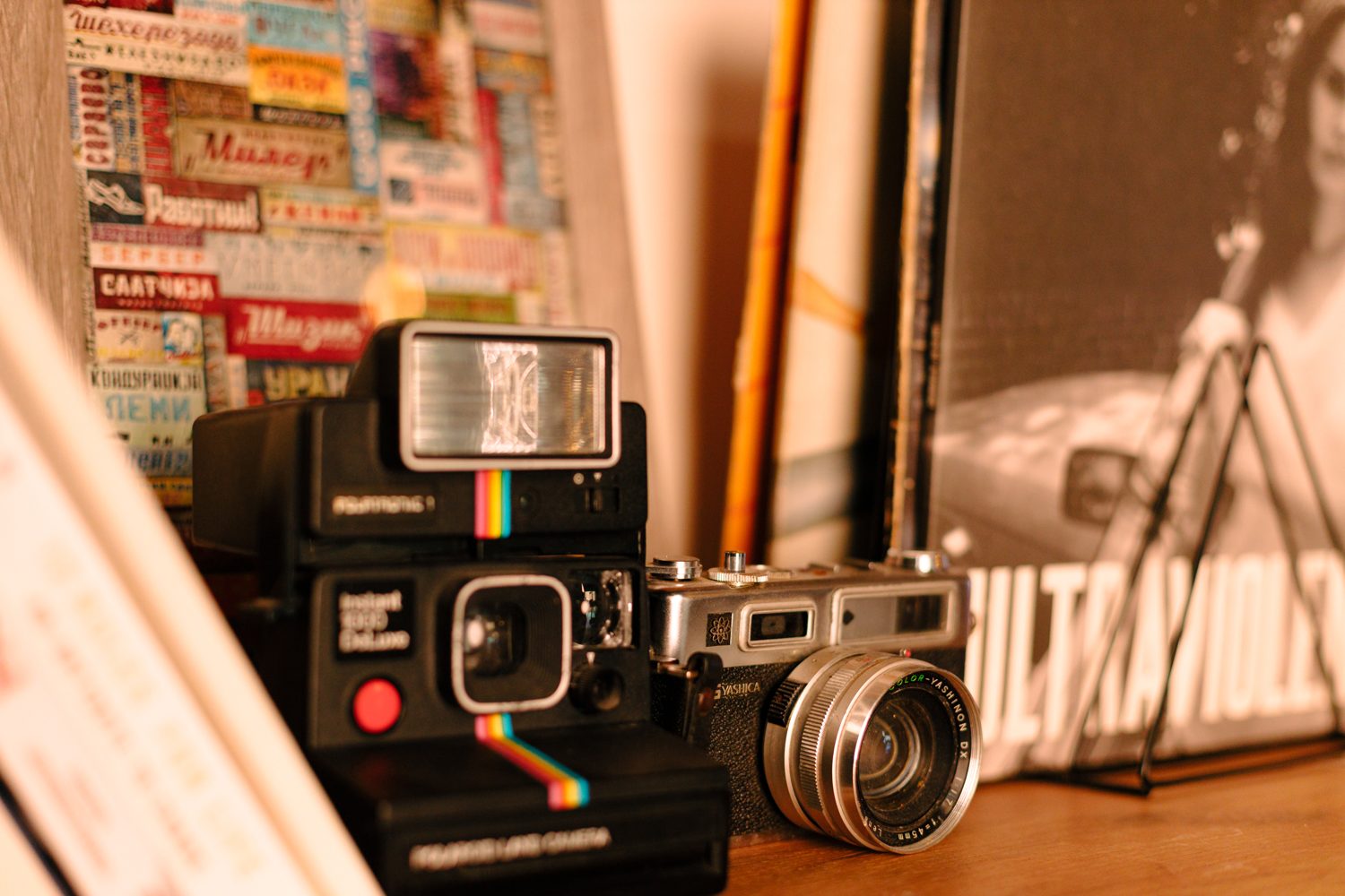 Vintage Polaroid and Yashica cameras at RABOTEKA