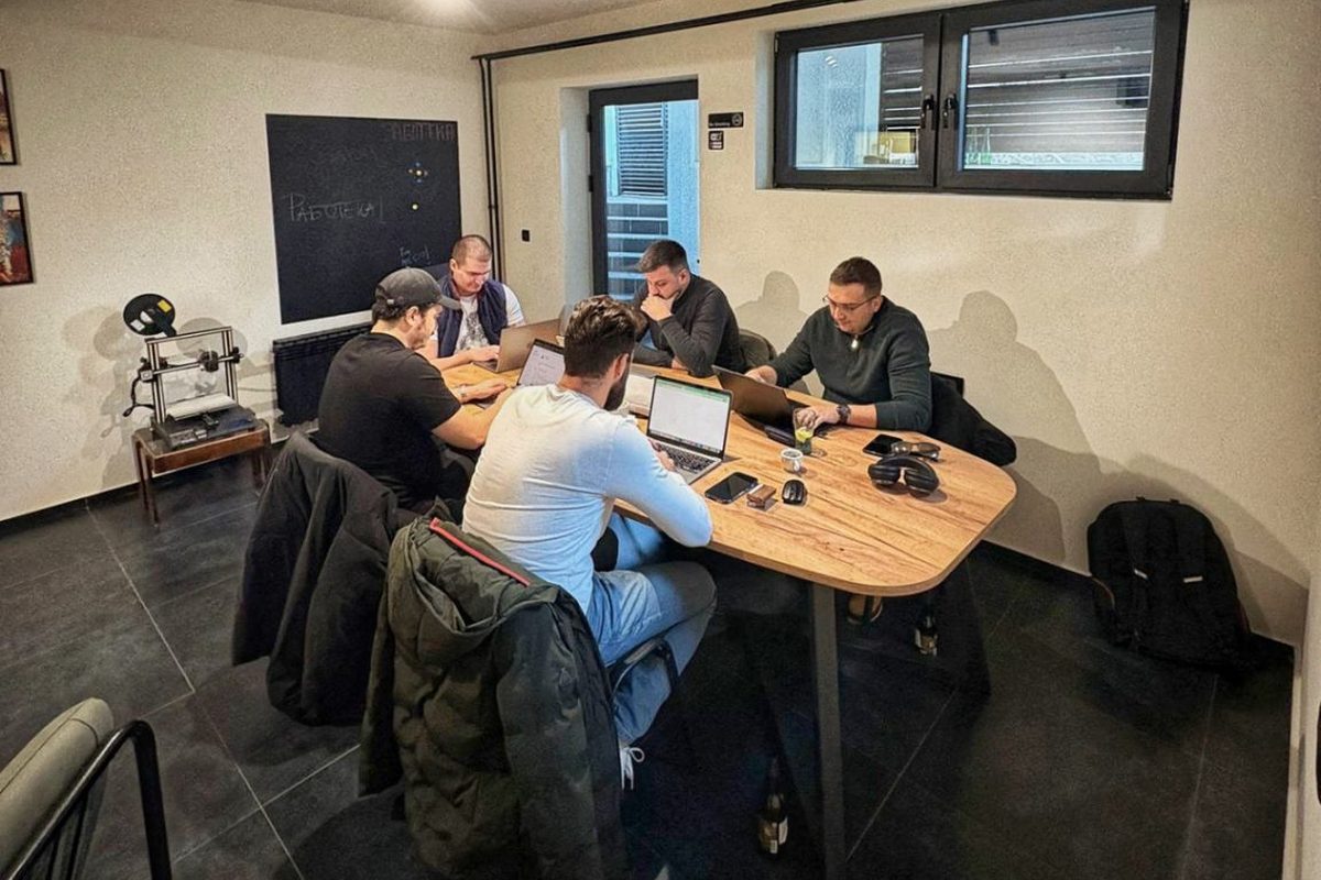 A team working together at the meeting room table